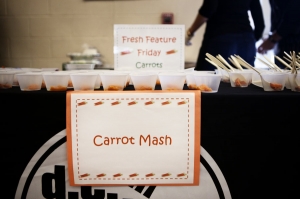 Samples of carrots cooked three ways are placed on a table for the kids at Walker-Jones Educational Campus, in Washington, D.C., to sample after they have finished lunch. The crowd favorite will later end up on the school lunch menu. Claire Eggers/NPR